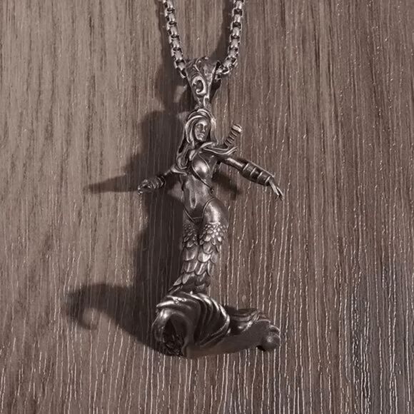 Mermaid Warrior Stainless Steel Pendant Necklace - Picture 8 of 8